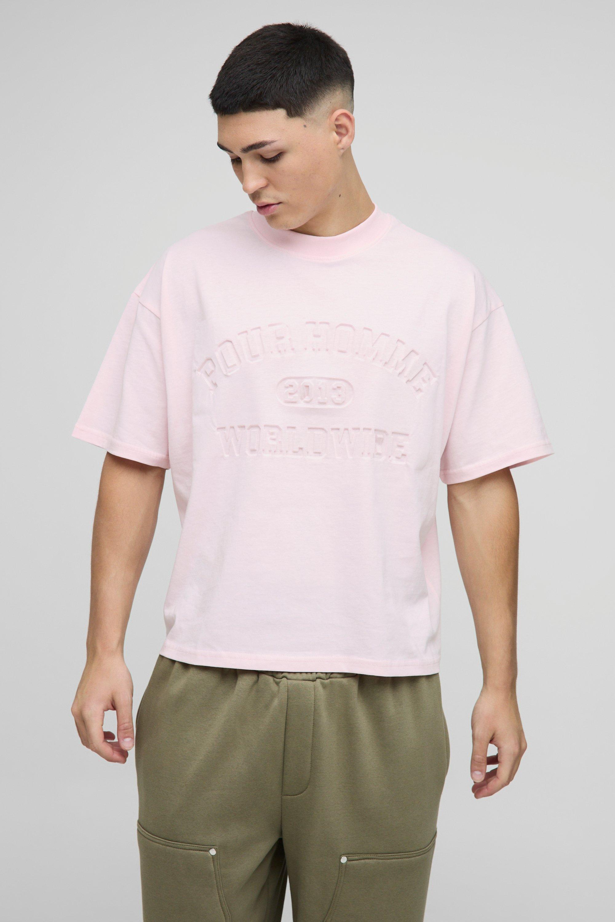 ◆ boohoo ◆ オーバーサイズ ボックス オム デボス Tシャツ cmm10464_light%20pink_xl?pdp.